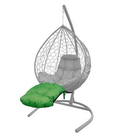 Подставка M-Group для ног на кресло подвесное, с ротангом черное, зеленая подушка