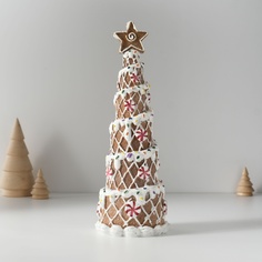 Новогодний сувенир Ёлочка пряничная с леденцами 9х9х25,5см 10326137 No Brand