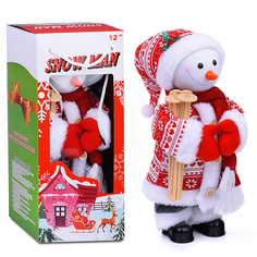 Новогодняя фигурка Снеговичок Снеговик с лыжами S1965 14x13x30 см