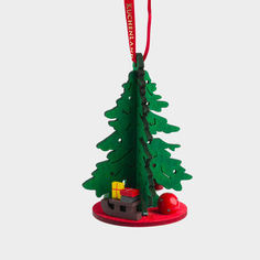 Игрушка елочная, 8 см, МДФ, зеленая, Елка с подарками, Figure christmas Kuchenland