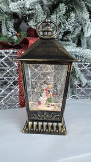 Новогодний музыкальный светящийся светильник LED Снеговик с ребенком 2 режима 12х27 см