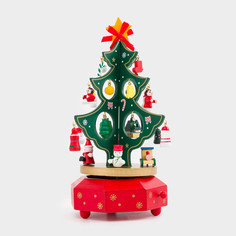 Статуэтка музыкальная, 22 см, МДФ, красно-зеленая, Ель с игрушками, Christmas style Kuchenland