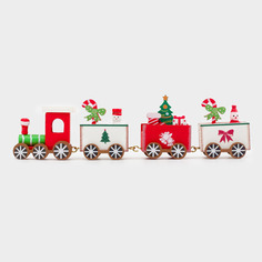 Статуэтка, 25 см, МДФ, Паровозик со снеговиками и подарками, Christmas style Kuchenland