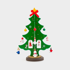 Статуэтка, 23 см, с подвесками, МДФ, зеленая, Наряженная ель, Christmas style Kuchenland