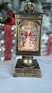 Новогодний музыкальный светящийся светильник Merry Christmas Дед Морозс посохом 9х27 см
