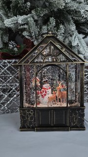 Новогодний музыкальный светящийся светильник Merry Christmas Снеговик с оленями 8х27 см