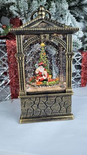 Новогодний музыкальный светильник Merry Christmas Дед Мороз и железная дорога 12х27см