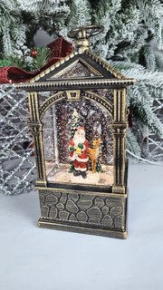 Новогодний музыкальный светящийся светильник Merry Christmas Дед Мороз с оленем 12х27 см