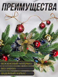 Гирлянда хвойная новогодняя еловая литая GLEMmix, 220 см