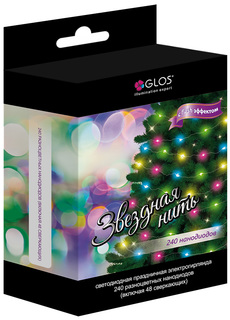 Световая гирлянда новогодняя Glos Звездная нить 12 м разноцветный/RGB