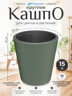 Цветочное кашпо Prosperplast Milly со вставкой PPDBMI300-2411U 10 л 1 шт. зеленый