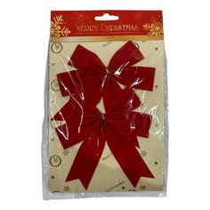 Елочные украшения Банты красные 13,9 см 2 шт No Brand