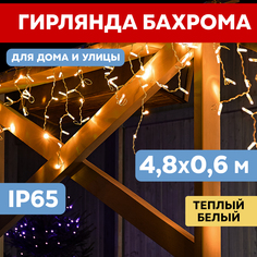 Световая бахрома Neon-Night гирлянда Айскл 4,8х0,6 м белый ПВХ 230 В 152 LED теплый белый