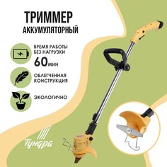 Триммер аккумуляторный ТУНДРА, 12 В, 300 Вт, 1.2 Ач, 12000 об/мин, телескопическая штанга Tundra