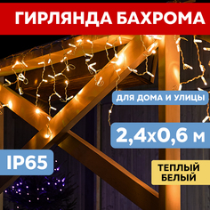 Световая бахрома Neon-Night гирлянда Айскл 2,4х0,6м белый ПВХ мерцание 88LED теплый белый