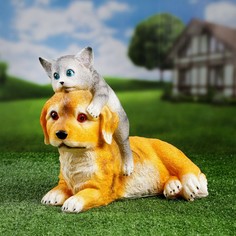 Садовая фигурка Хорошие сувениры Щенок с котенком 9915567 25 см
