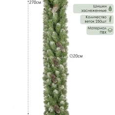 Гирлянда хвойная "Снежная королева" с шишками заснеженная дл. 270 см., d-20 см, 250 веток Елкиторг