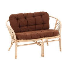 Диван садовый Индо из ротанга, с коричневой подушкой, 113 х 68 х 71 см No Brand