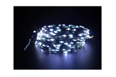 Новогодняя гирлянда линейная LED 500L роса холодная белая на зелёной леске 50м