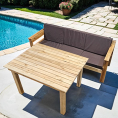 Комплект мебели для дачи с подушками Worky Wood ARD259809 3х местный диван+обеденный стол No Brand