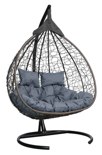 Подвесное кресло коричневое Laura Outdoor Fisht двухместное FIS307№19 серая подушка