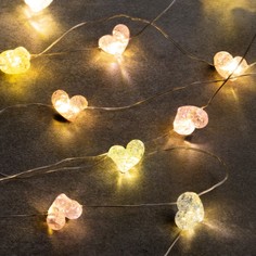Гирлянда нить Luazon Lighting Сердечки, IP20, 2 м, 3 реж, свечение тёплое белое