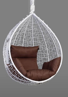 Подвесное кресло-кокон Laura Outdoor SEVILLA белый без каркаса, подушка коричневая
