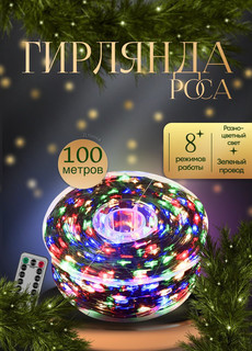 Гирлянда электрическая КАП100ЦЗ цветная No Brand