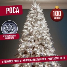 Гирлянда светодиодная Торговая Федерация Роса, Зеленый провод, 100 м, холодный белый