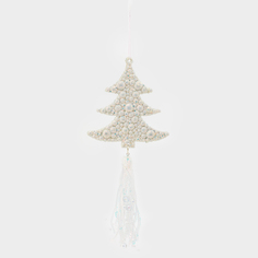 Игрушка елочная, 9 см, пластик, серебристая, Елка с кисточкой, Figure tassel Kuchenland