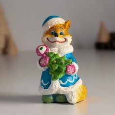 Сувенир Лиса снегурочка с ёлочкой 4,5х4,5х8,5 см No Brand