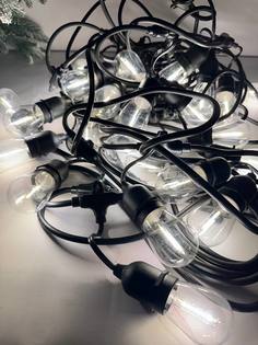 Новогодняя гирлянда уличная LED линейная 30L Лампочки накаливания тёплый белый 20м