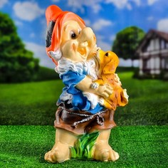 Садовая фигурка Хорошие сувениры Гном с собачкой 46 см