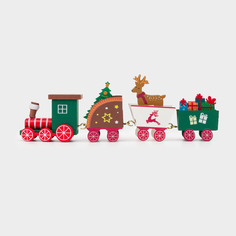 Статуэтка, 20 см, МДФ, Паровозик с оленем и елкой, Christmas style Kuchenland