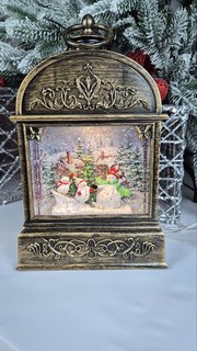 Новогодний музыкальный светящийся светильник Merry Christmas Снеговики 2 режима 15х29 см