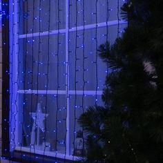 Гирлянда «Занавес» 2x9 м, IP44, УМС, тёмная нить, 1800 LED, свечение синее, 220 В Luazon Lighting