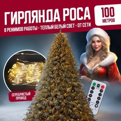 Гирлянда светодиодная с ДУ Торговая Федерация Роса Провод Серебро, 100 м, теплый белый