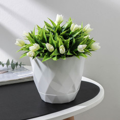 Цветочный горшок Idiland с поддоном Laurel 221610829/01 1,3 л белый 1 шт.