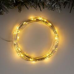 Гирлянда «Нить» 5 м роса, IP20, 50 LED, свечение тёплое белое / мульти, 2 режима, AAх3 Luazon Lighting