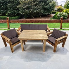 Комплект мебели для дачи с подушками Worky Wood ARD259813 обеденный стол+диван+2 кресла No Brand