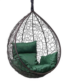 Подвесное кресло-кокон Laura Outdoor SEVILLA коричневый без каркаса подушка зеленая