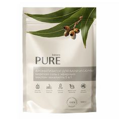 Соль для бани и сауны Pure Bases с эфирным маслом эвкалипта 100 г No Brand