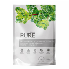 Соль для бани и сауны Pure Bases с эфирным маслом мяты 100 г No Brand