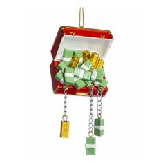Подвесное украшение Новогоднее Сундук с деньгами 3,5 х 10 х 4,8см No Brand