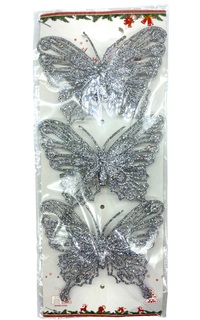 Елочные игрушки Бабочки BAK7 3 шт No Brand