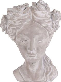Горшок цемент голова 27,5x34x39 см No Brand