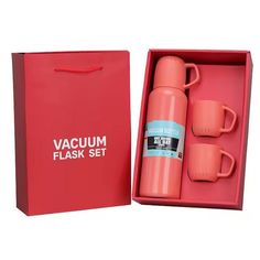 Термос Vacuum Flask Set 0,5 л с 3 кружками оранжевый No Brand