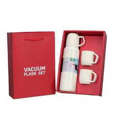 Термос 0,5 л Vacuum Flask Set с 3 кружками бежевый No Brand