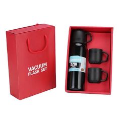 Термос 0,5 л Vacuum Flask Set с 3 кружками черный No Brand