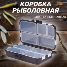 Коробка для рыболовных мелочей, многосекционная, черная 11,5х6х3 см No Brand
